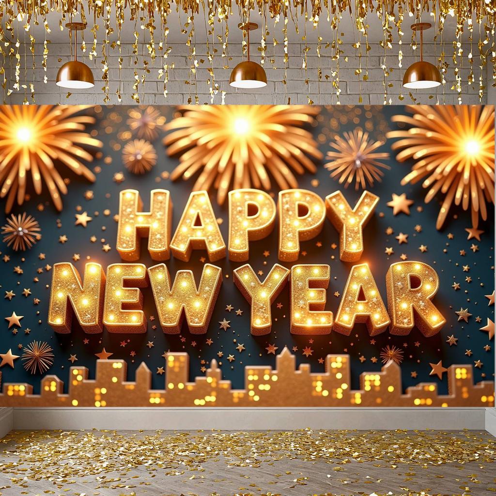 Festliche Banner Beleuchtetes Partybanner Feiertagsbanner Funkelnd für Neujahrsparty Outdoor-Veranstaltung Feiertagsfeier