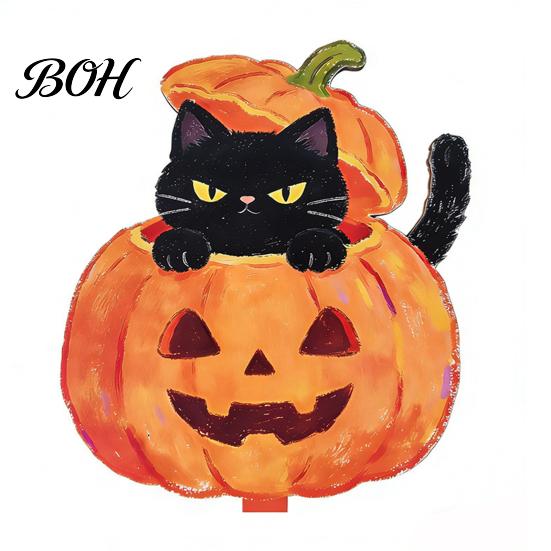 Decorative Wood Crafts Halloween Wooden Ghost And Pumpkin Black Cat Ornaments, Retro Indoor Party Ornaments Cartoon Tabletop Centerpiece Decorations