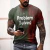 Men's T-Shirts Problem Solved Bloody 3D Print Halloween Short Sleeve T Shirt O-Neck Oversized Tees Harajuku Tops Unisex Clothing