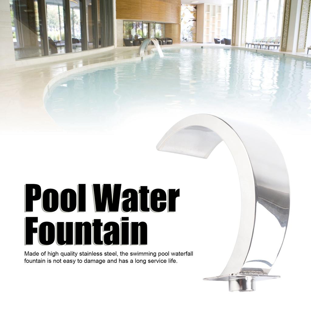 Swimming Pool Waterfall Fountain Rounded Arc Design G1 Female Thread Stainless Steel Pool Water Fountain Pool Waterfall Fountain