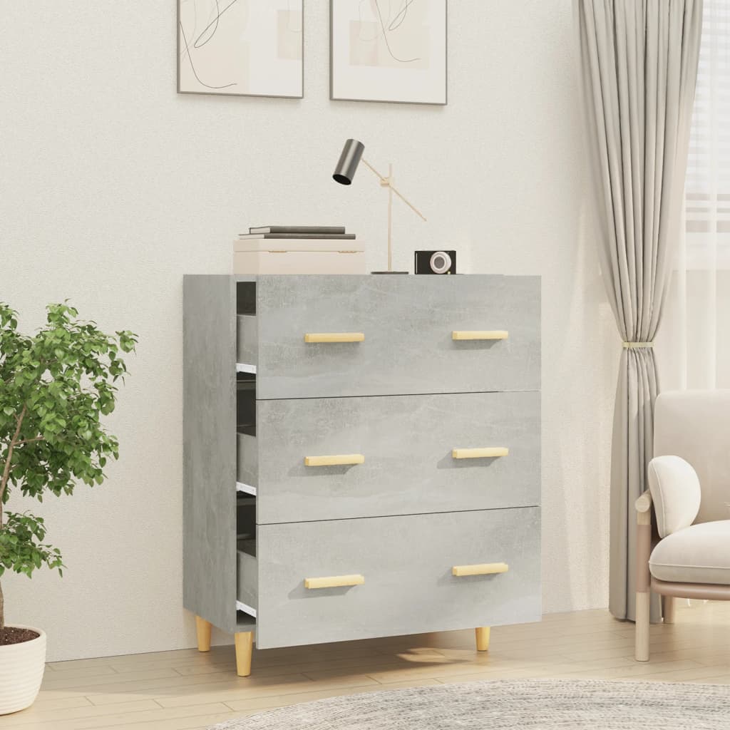 Vidaxl Komoda, Szarość Betonu, 70X34X90 Cm, Materiał Drewnopochodny