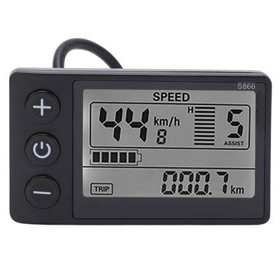 Electric Cycle S866 LCD Display Meter 24V 36V 48V Control Panel with Water Resistant Plug Electric Cycle LCD Display Meter