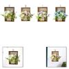 Simulated Flower with Frame Simulated Flower In Wooden Frame Hanging Ornament for Windowsill