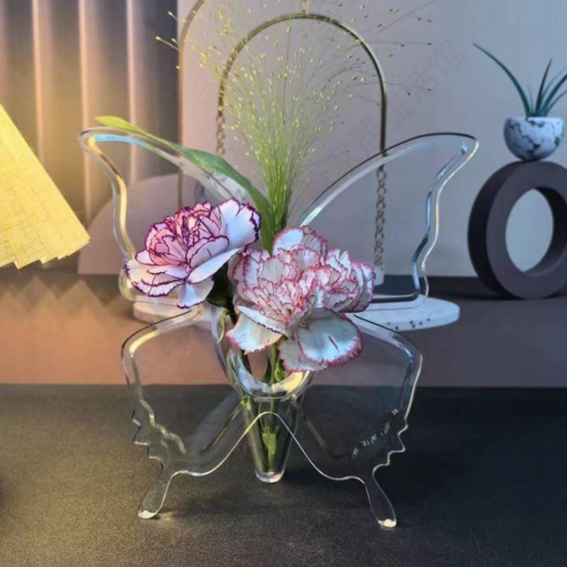 1PC Transparent Butterfly Vase | Modern Luxury Minimalist Decoration for Desk and Living Room Displays, Hydroponic Plant Containers for Hallways