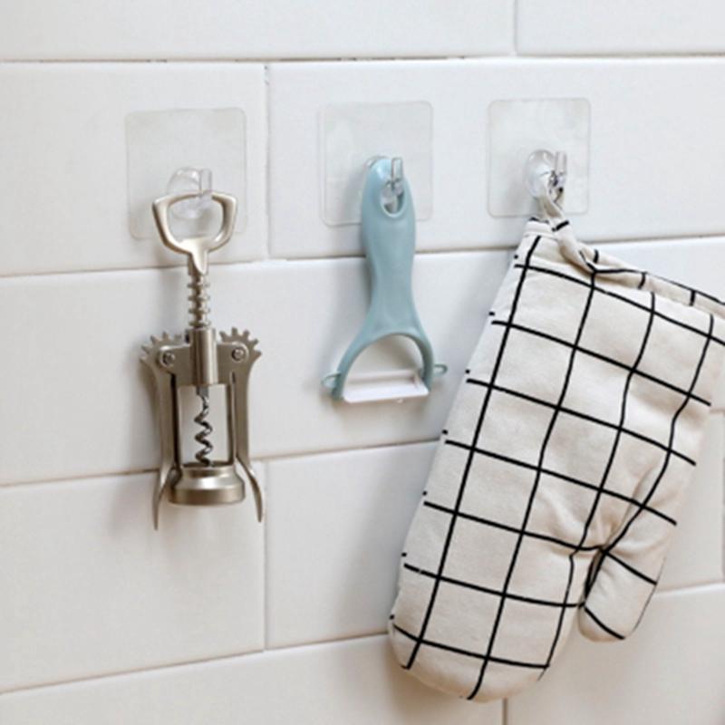 10 Pcs Transparent Wall Hook Strong Self Adhesive Door Wall Hangers Hooks Suction Heavy Load Rack Cup Sucker for Kitchen Bathroom
