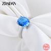 925er Sterlingsilber Blauer Topas Fingerring für Damen Modeschmuck