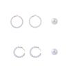 Simple Baroque Fashion Personality Geometric Three-piece Imitation Pearl Earrings Set Versatile Daily Commuter Women