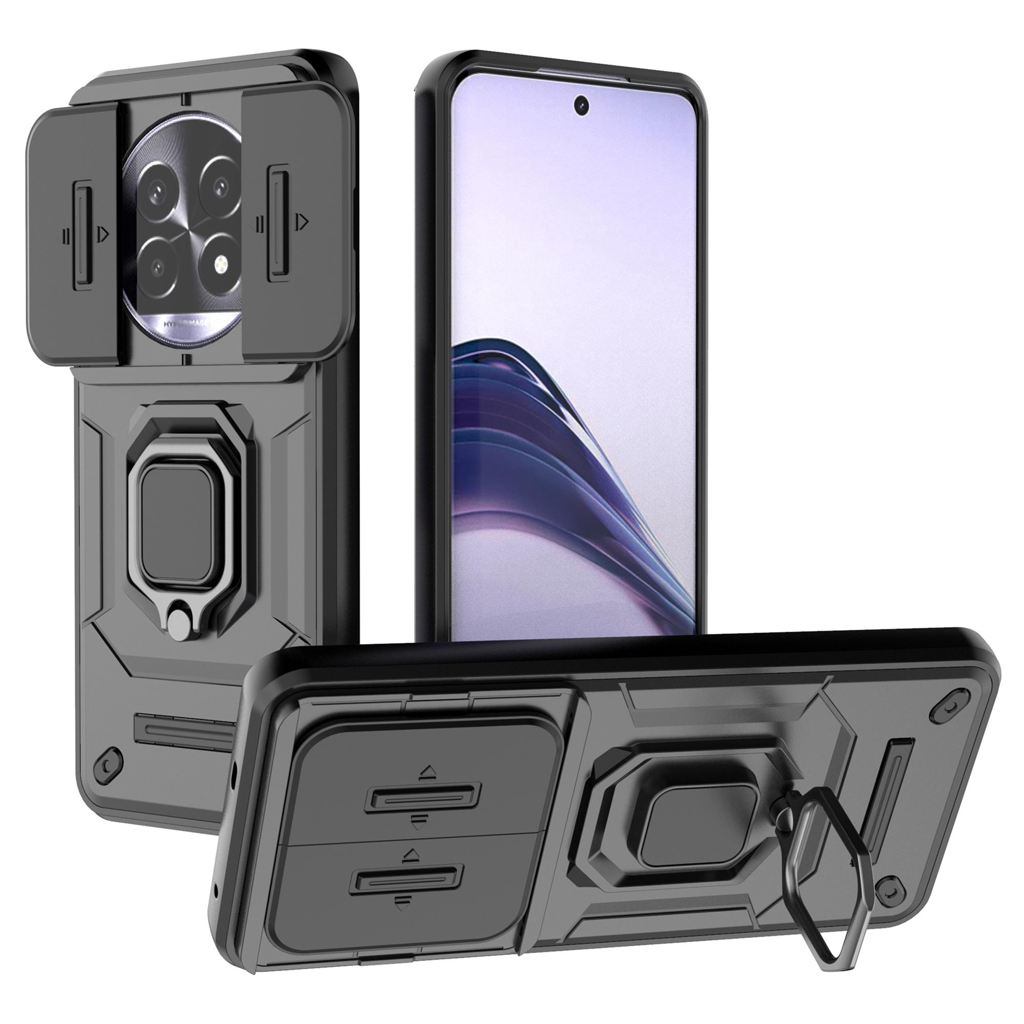 

Для Realme 13 Pro 5G (Глобальный)/13 Про+ 5G (Глобальный) Чехол PC+TPU Kickstand Phone Protector с крышкой объектива Black