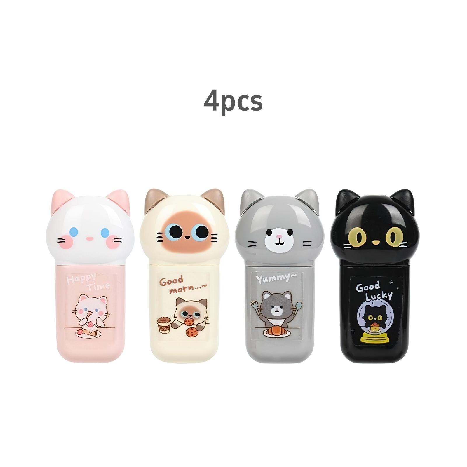 

1/4 шт. Мультяшная кошка корректирующая лента мини-размера с колпачком, милый дизайн, лента 5 мм*6 м для исправления учеников обратно в школу