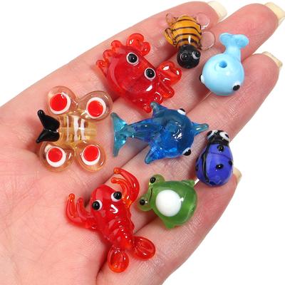 2-10pcs Animal Glass Beads Cute Cartoon Lampwork Beads Whale Crabs Shrimp Loose Beads For Jewelry Making DIY Bracelets Keychain