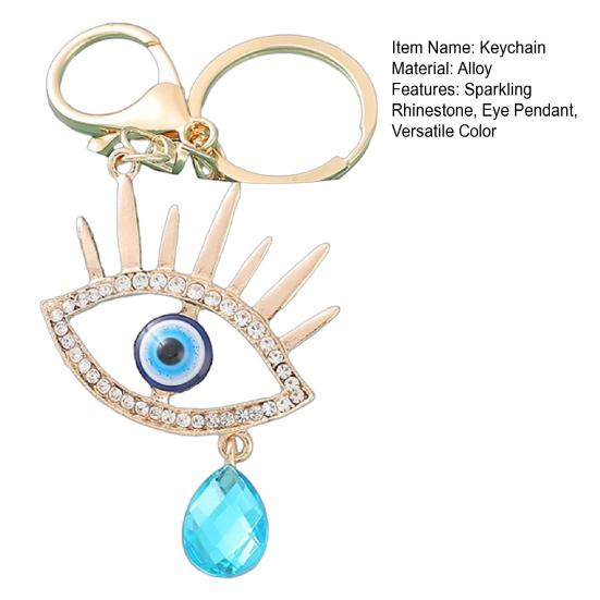 Keychain Sparkling Rhinestones Blue Eye Pendant Keychain Lobster Clasp Key Holder Bags