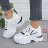 Women Sneakers Lace-up Casual Sneakers Lightweight Soft Sole Running Shoes for Women Thick Soled Breathable Sports Shoes