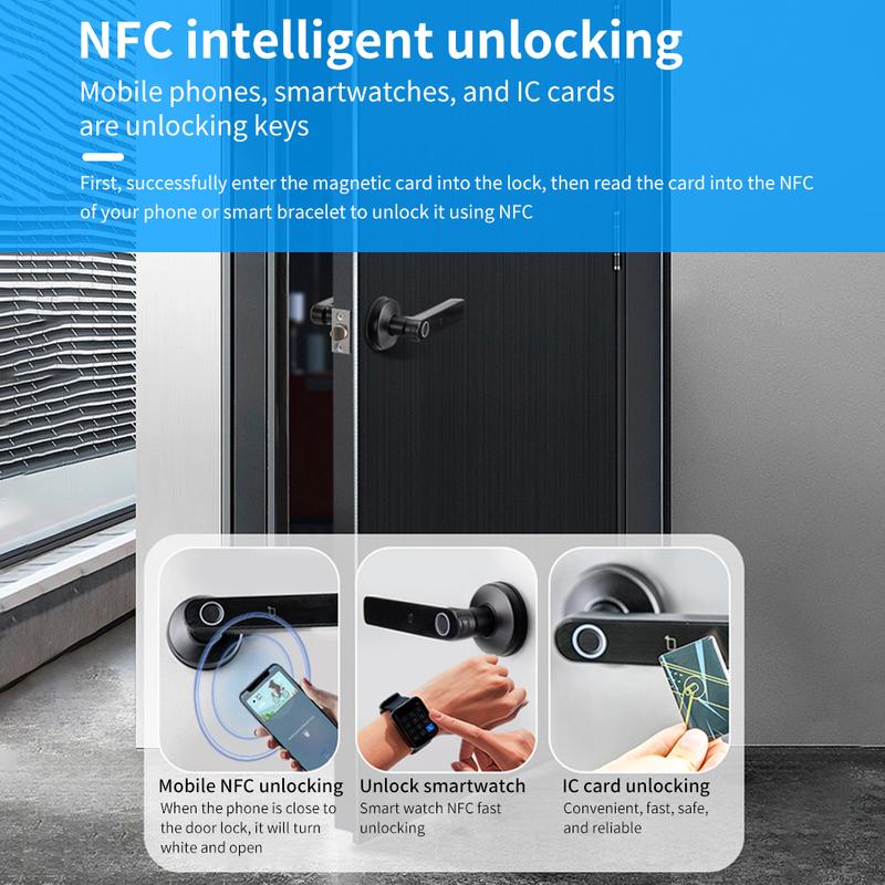 Q50 Bluetooth tuya Door Knobs Fingerprint Lock Handle Door Entrance Passage RFID CardLock With Key Password Lock IP65 waterproof