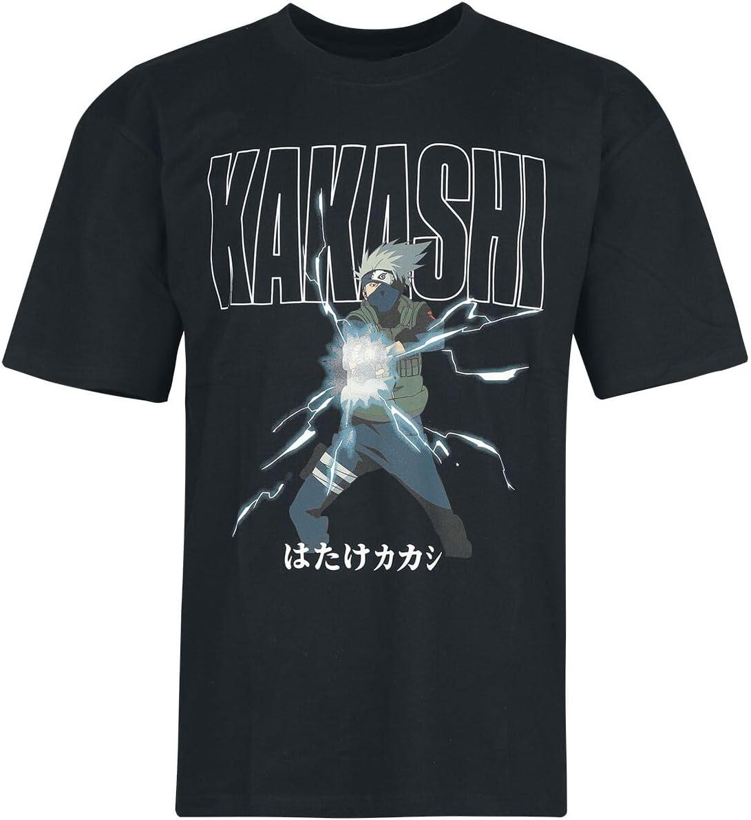 Naruto Kakashi Men s T-Shirt Black Vorne Bedruckt, Hinten Bedruckt Larger XXXXXL чёрный