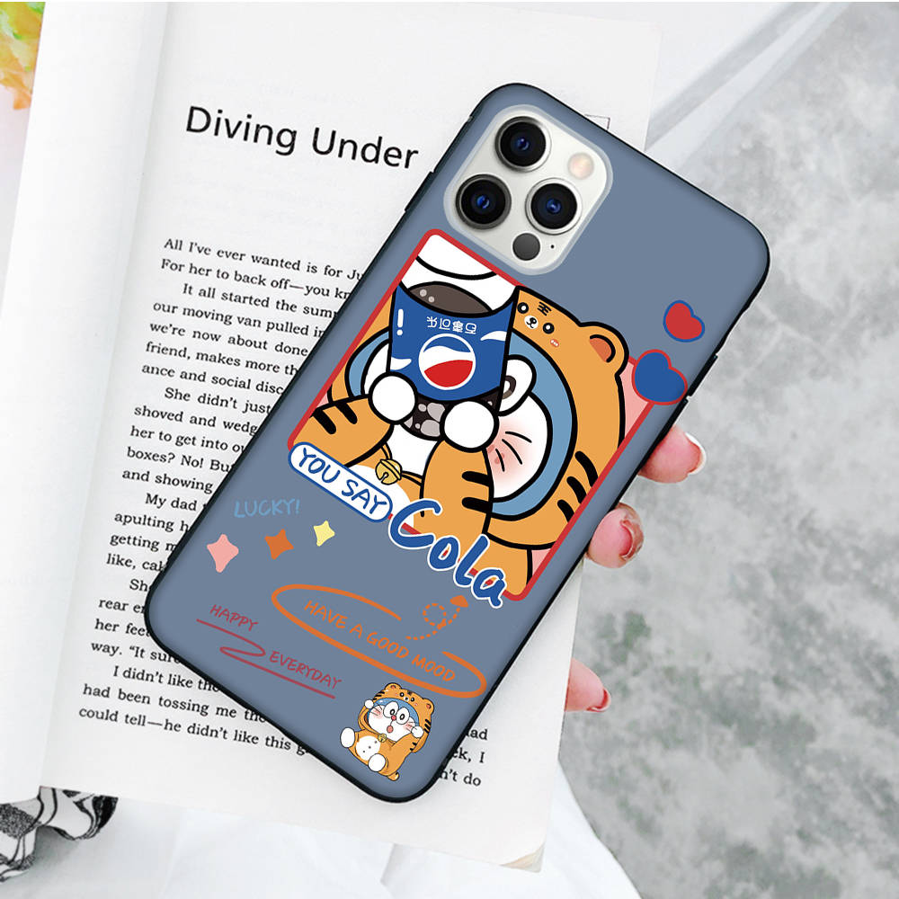 JW82 Doraemon Black Soft Case for Samsung Note 20 Lite S24 Ultra S23 A03 A05 A06 A11 A71 A15 A16 A13 A24 A25 A33 A52 A53 A50 M55 M35 Plus