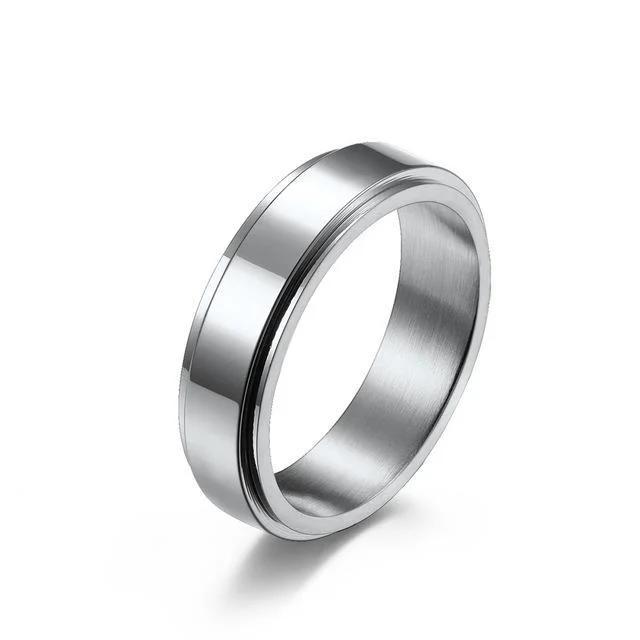 Trendy Punk Anxiety Ring for Women And Men with Moon Design Stainless Steel Anti-Stress Fidget Ring Fashionable Rotating