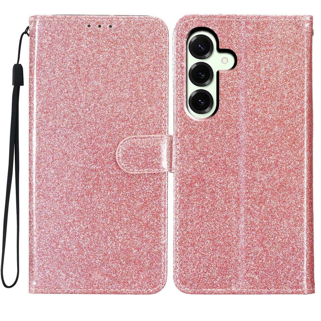 For Samsung Galaxy A17 Wallet Case Glitter Anti-Scratch Leather Stand Phone Cover with Strap