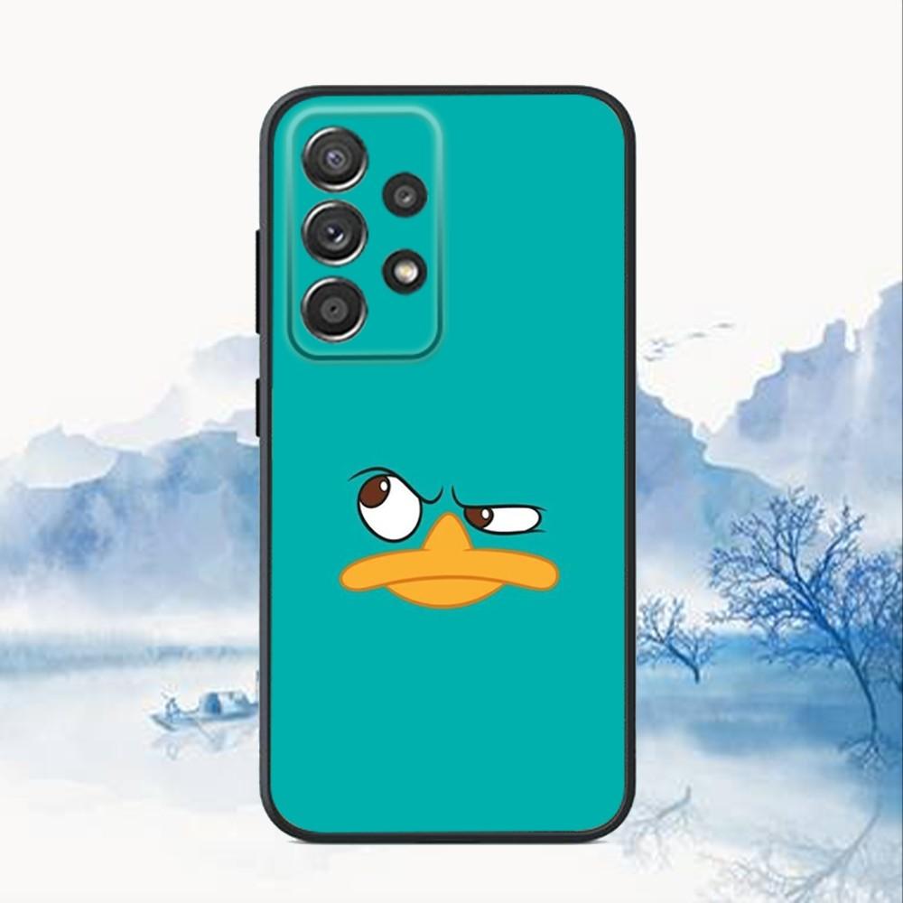Cartoon P-Perry das Schnabeltier Handyhülle für Samsung S25, S24, S21, S22, S23, S30, Ultra, S20, Plus, Fe, Lite, Note, 10, 9, 5G Schwarze Hülle