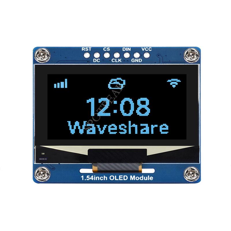 

1.54 OLED Module, Black & White/Blue Display, SPI/I2C, 128×64 Resolution.