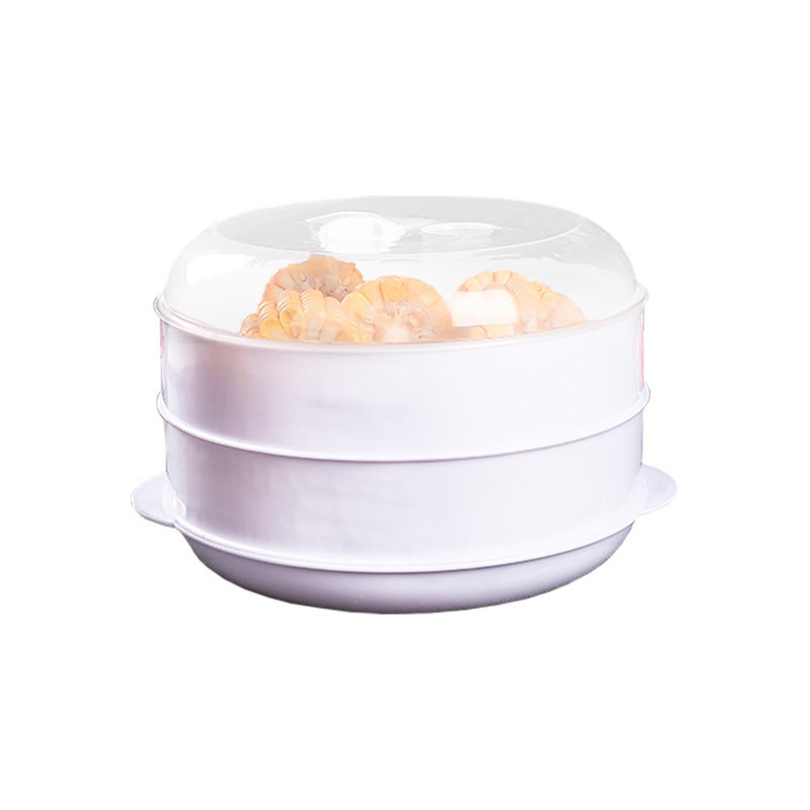 Microwave Steamer with Lid Food Grade Steaming Rack Multi-functional Kitchen Steamer Basket for Buns Dumplings белый