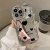 Black Love Suitable for Apple 16 Mobile Phone Case Iphone15 Protective Case 14pro Mirror 13 Electroplated Three Dimensional Wave