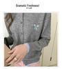 Women's Wool Cardigan: Round Neck Color Block, Embroidered Two-Piece Coco Style Sweater