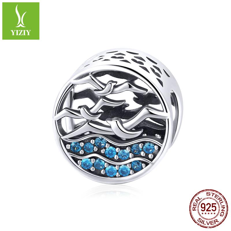 

DIY Jewelry Accessories: Beaded S925 Sterling Silver Seagull Bracelet Beads SCC1454 Silver