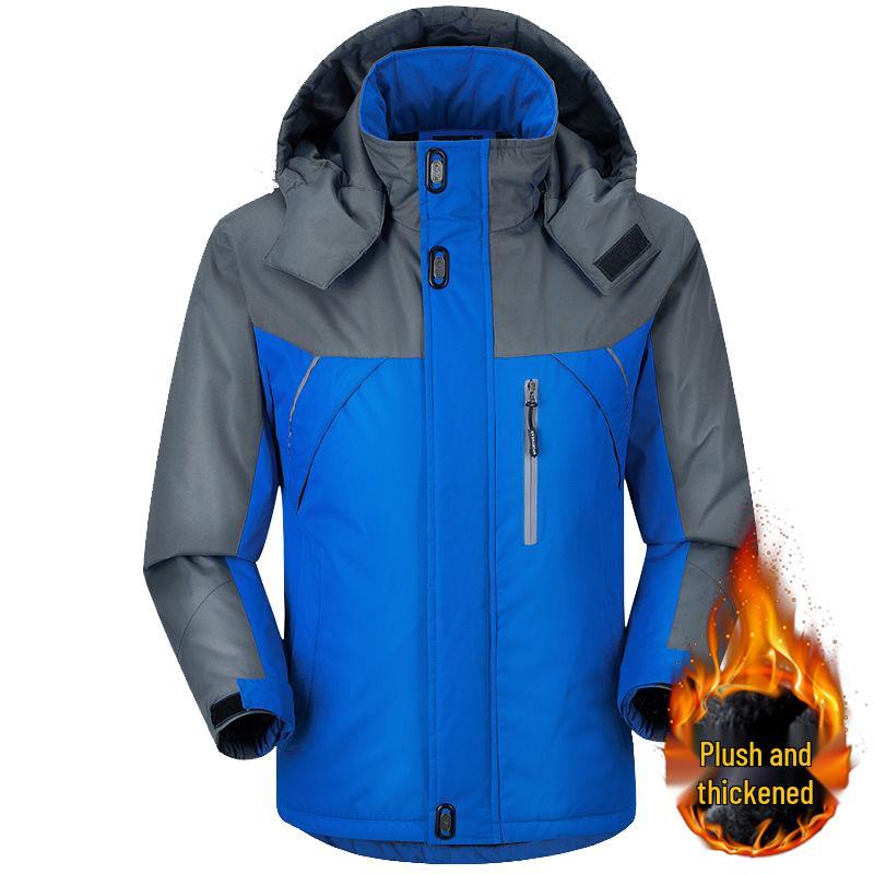 Men's Windproof Waterproof Down Jacket - Velvet-Lined and Insulated Cotton Winter Coat for Cold Protection.