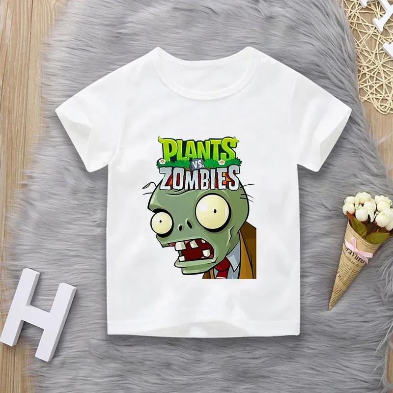 Plants Vs Zombies Printed Casual TShirt for Boys Girls Short Sleeve Top for Middle School Students Family Matching Outfits