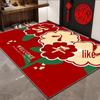 Festive Red Non-Slip New Year Entryway Mat - Chinese Style, Stain Resistant