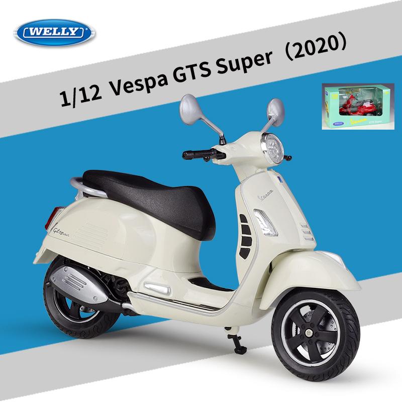 Welly 1/12 Vespa GTS Super 2020 Alloy Classic Leisure Motorcycle Model Simulation Metal Street Motorcycles Model Childrens Gifts