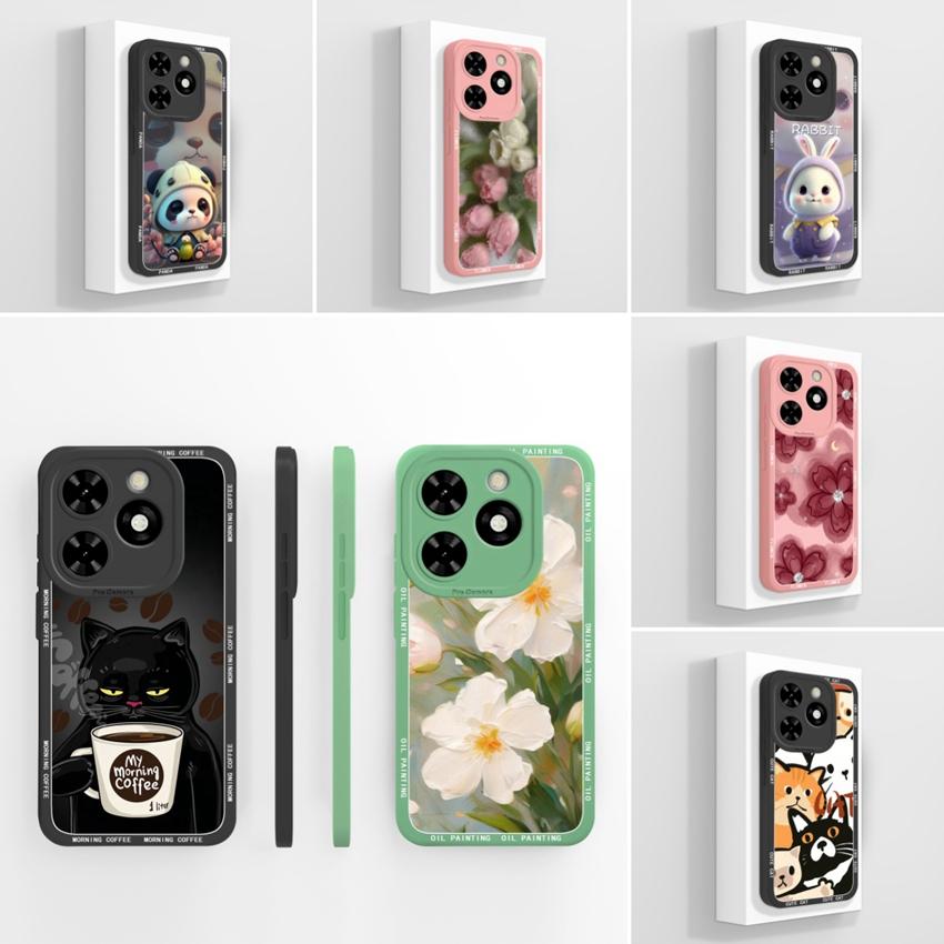 

For Tecno Pop 10C Camon 40 Pro Premier Phone Bags Cute Black Cat Patterns Liquid Silicone Anti Fall Durable Premium Protection Cases For Tecno Housing Tecno Pop 10C