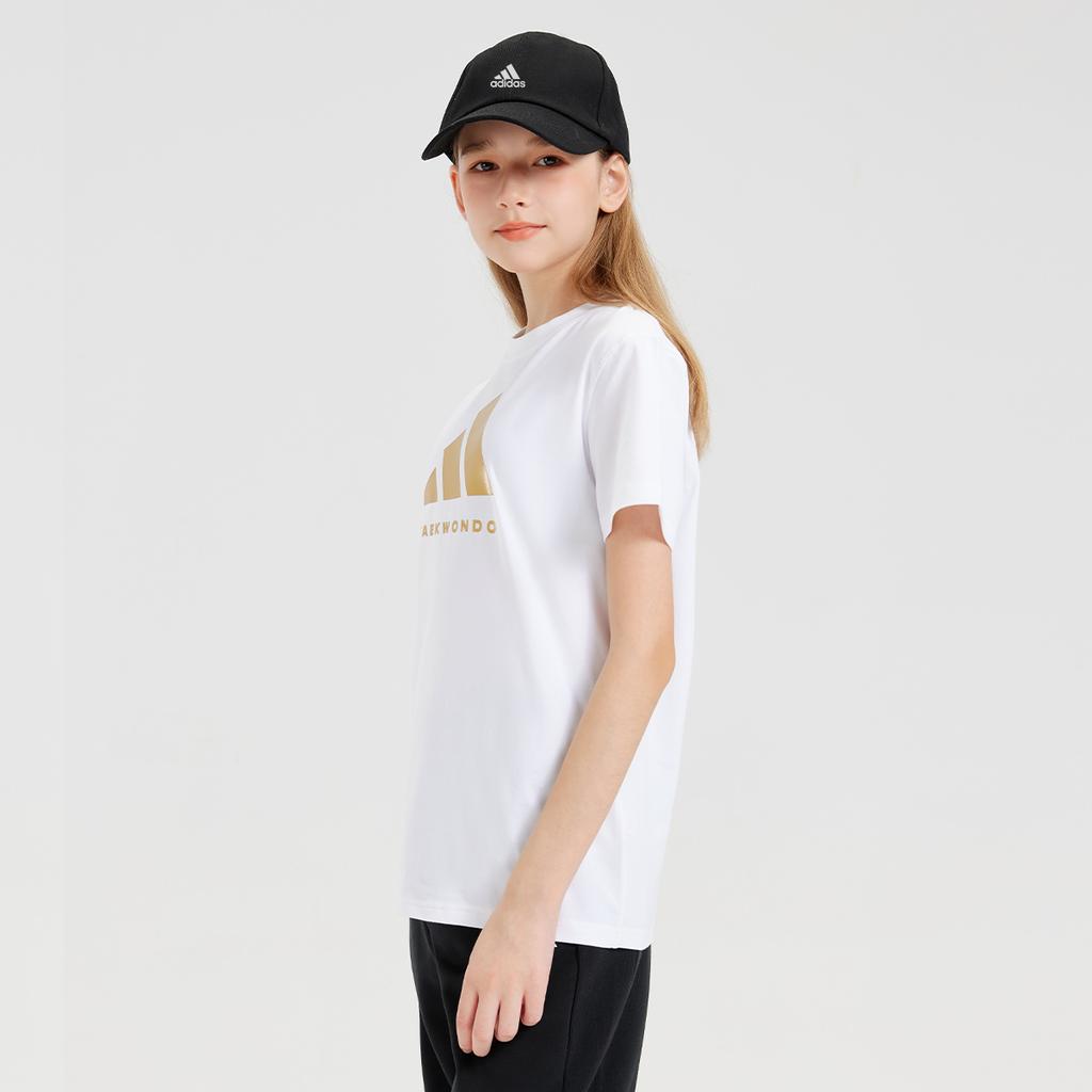 New Adidas Short Sleeved T Shirts White Gold Children Aged 3 7 Years Old ADICLTS24TKT-WG