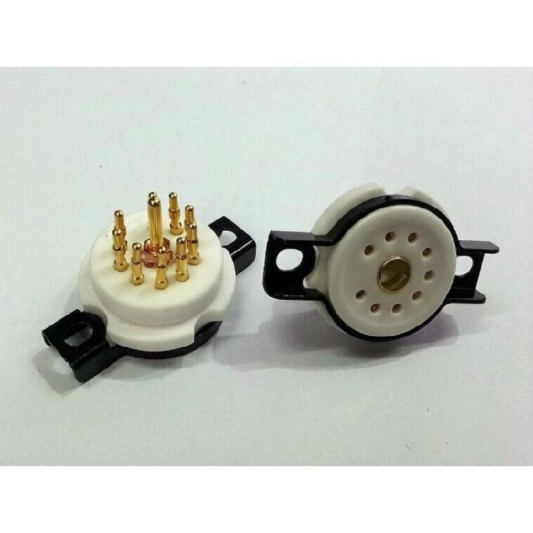Panel Mount Tube Socket 9 Pin Ceramic Electronic Base for Auditory Gear Repair and DIY Amplifiers Build Project Work