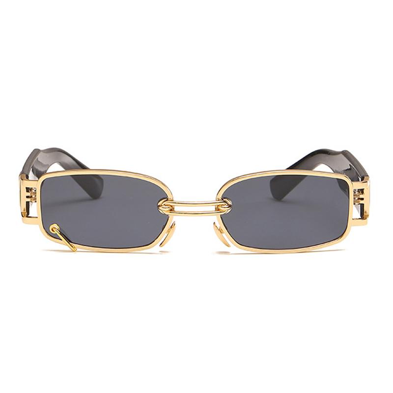 Fashionable Vintage Small Rectangle Woman Man Luxury  Designer Sunglasses Retro Punk Style Shades Hip Hop Metal Oculos De Sol