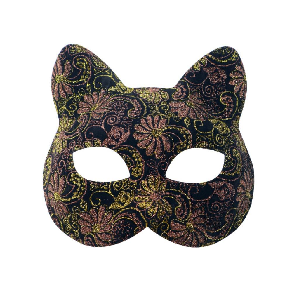 Flower Halloween Masquerade Mask Plastic Half Face Mask Retro Cat Face Masks  Women