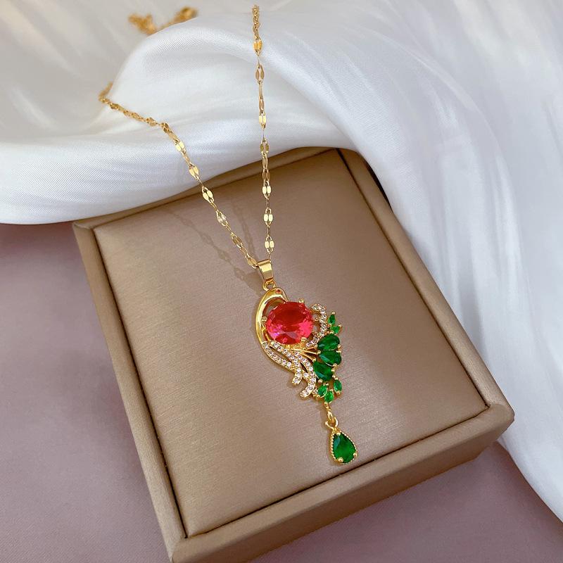 Micro-Sertissage Tempérament Luxe Léger Plein de Diamants Or Véritable Exquis Micro-Sertissage Collier Chaîne Clavicule Tendance Mode Féminine