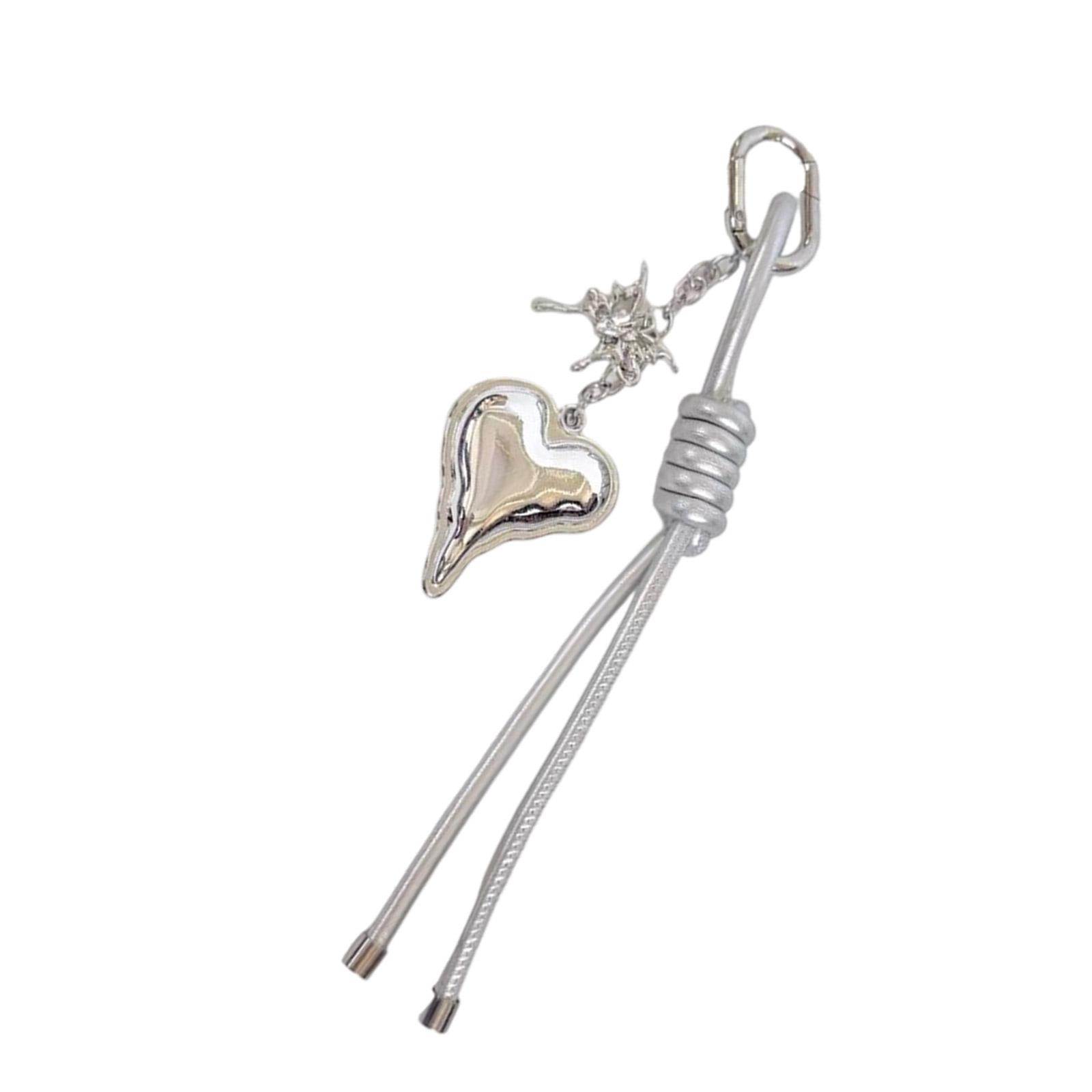 

Плетеный вручную кожаный брелок в форме сердца, сплав, подвесное украшение, ювелирный аксессуар для ключей, сумок, для подарка серебряный