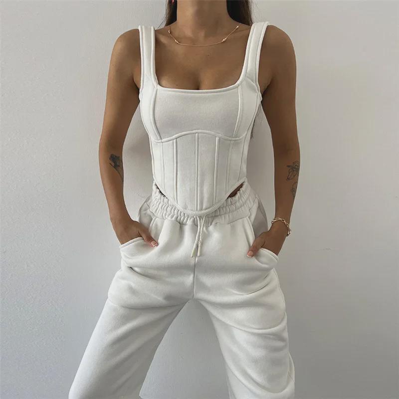 2024 Autumn/Winter Women's Three-Piece Set: Hooded Sweatshirt, Blouse with Suspenders, & Waist Trousers, European & American Style