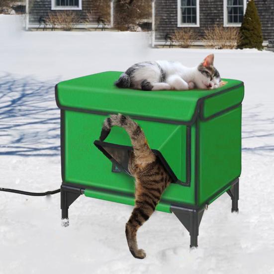 Casa para Gatos Calefactable Exterior Grande Impermeable Refugio para Gatitos Invierno Aislado Gato