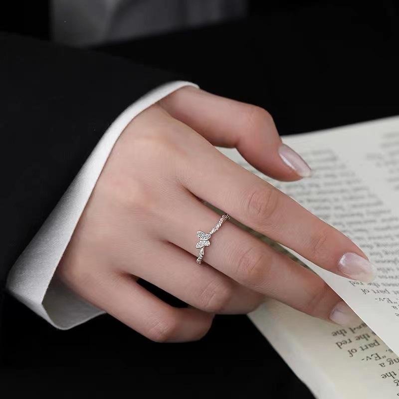 925 Silver Butterfly Luxury Open Ring - Women's High-End Index and Tail Band