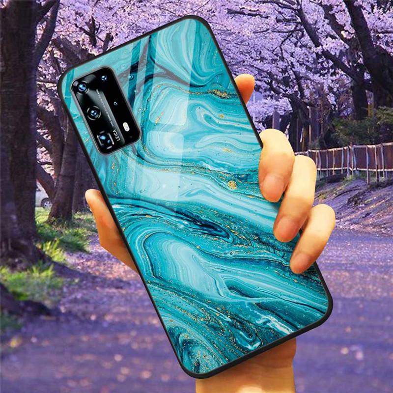 For Huawei P40 Lite / P40Pro Case P 40 Tempered Glass Starry Marble Hard Back Cover for Huawei P40 Pro / P40Lite E Cases Coque