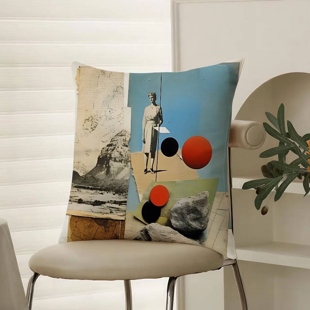 

K-Kurt Schwitters Collage Art Pillow Case Comfort Sofa Bed Silky elegant Invisible zipper Decorative cushion cover 12x12Inch