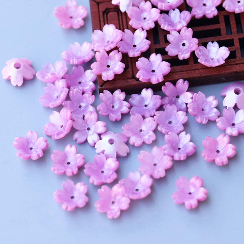 10-50pcs 11mm Resin Flower Petal Beads Caps Cherry Blossoms Charms Pendants Loose Spacer Bead for Jewelry Making Components DIY