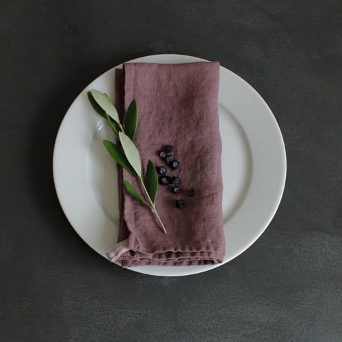 Set of 2 (Lino e Lina Manon linen kitchen cloth in vintage mauve, K351, and gift bag with ribbon)