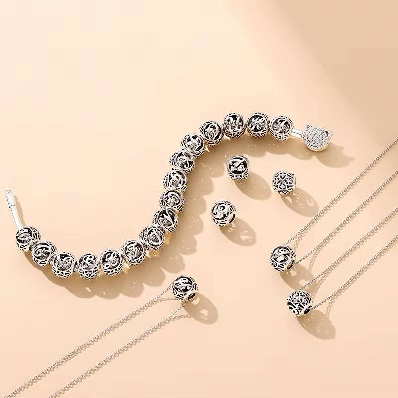 BAMOER 925 Silver Letter Collection A to Z Alphabet Charms Beads fit Charm Bracelet DIY Jewelry Making