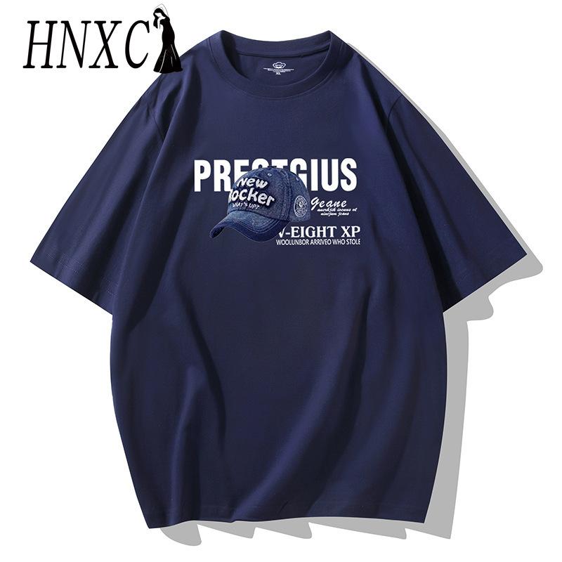 HNXC Cotton Short Sleeve T-shirt Men's Fashion Loose Half Sleeve Shirt Printed Compassionate Shirt