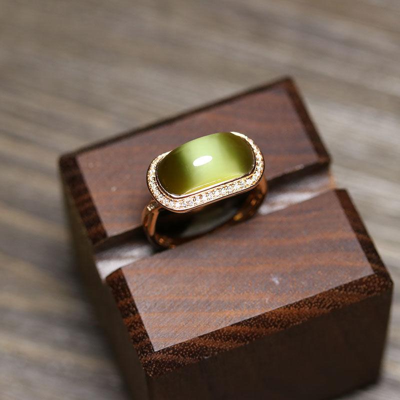 New natural Hetian jasper rings for women exquisite light luxury ethnic style engagement party  jewelry adjustable