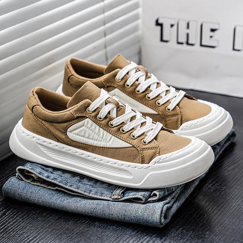 Trendy men's Hong Kong style canvas shoes, new summer breathable, lightweight, thick-soled height-increasing versatile student sports and leisure bo