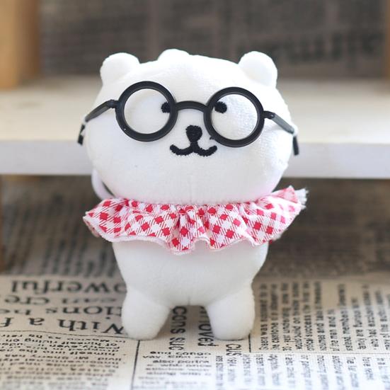 Puppenanhänger mit Brille Denkender Bär Puppe Schlüsselanhänger Anhänger Schultaschenzubehör Weicher Samt
